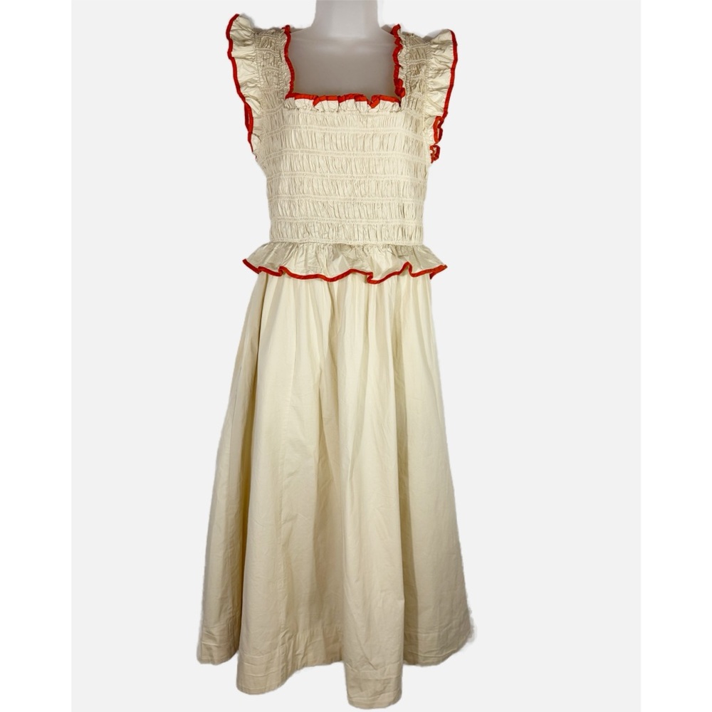 Free People Cream Midi Dress with Red Trim - Picture 4 of 12